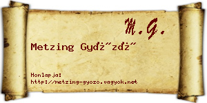 Metzing Győző névjegykártya